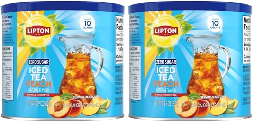 Image of Lipton Zero Sugar Iced Tea Mix, Peach Flavor Black Iced Tea, Makes 10 Quarts (Pack of 2)