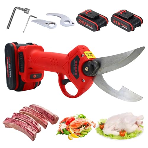 Tijeras Eléctricas Para Huesos De Pollo Con 2 Baterías Y Cuchilla De Repuesto, Tijeras Para Aves De Corral Tijeras Para Cortar Pescado, Tijeras De Cocina Multifunción,Para Carne,Mariscos Y Verduras