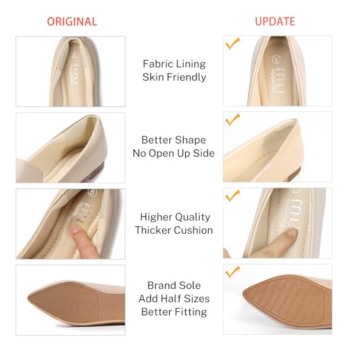 Image of MUSSHOE Black Flats for Women Pointed Toe-Comfortable Business Casual Work Shoes, Dressy Suede Slip On with Memory Foam for Office, Teacher & Standing All Day