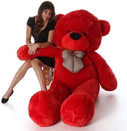 Image of HUG 'n' FEEL SOFT TOYS Loveable HUGABLE Soft Giant Life Size, Long Huge Teddy BearPlush & Stuffed Toys (Best for Someone Special) RED 4 Feet 120 cm with Free Heart Shape CUSION