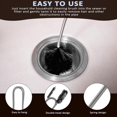 Bosmsaslad 3Pcs Abflussreiniger Spirale, Abflussspirale Spülbecken Reinigungshaken, Rohrreinigungsspirale, Spirale Rohrreinigungsbürste, Abfluss Haar Clog Tool für Waschbecken Badewanne Abwasserkanäle