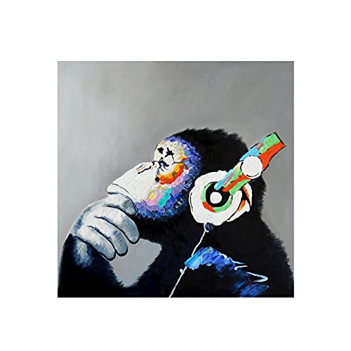 Toile graffiti gorille multicolore - Set de 2 affiches murales 60x60cm