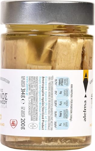 Alelma Weißer Alalunga Thunfisch in Sonnenblumenöl aus Alonissos Insel Griechenland, 314 g – Quecksilberfrei – Ohne Schwermetalle - Ohne Zuckerzusatz - Ohne Konservierungsstoffe