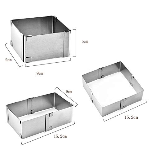 Image of Expresso Adjustable Rectangular /Square Stainless Steel Mousse Cake Ring Bakeware Tool