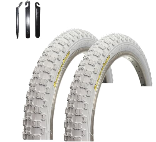 2 x Roverstone 20 Fahrradreifen Fahrradmantel Weiß 54-406 (20 x 2,125) inkl. Reifenheber
