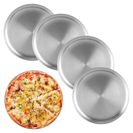 LOPYXBR Set di 5 teglie per pizza, rotonde, in acciaio inox, 30 cm, rotonde, per pizza, in acciaio inox, per forno, cuocere, servire, arrostire, lavabile in lavastoviglie
