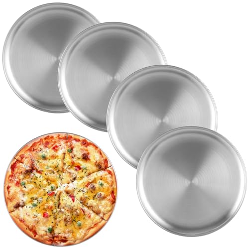 LOPYXBR Pizzablech 5er Set 30cm Rund Edelstahl Pizzaform Pizzablech Rund Pizzapfanne Edelstahl Pizza Backblech für Backofen Backen Servieren Braten Spülmaschinenfest