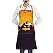 Latzschürze mit amerikanischer Flagge, für Damen, Herren, verstellbare Taille, Schürzen, Köche, Kochen, Küchenschürzen mit Taschen, Orangefarbene Halloween-Party, One size