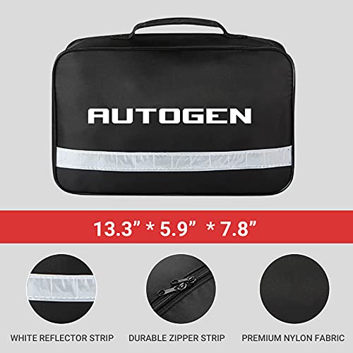 Autogen Car Emergency Kit, Roadside Assistance Bag With 6 Gauge 16 Ft Jumper Cables, Digital Air Compressor For Truck Vehicle, 88 Pieces Winter First Aid Kit Emergency Safety Tool Case For Jeep Suv Rv #TOP7