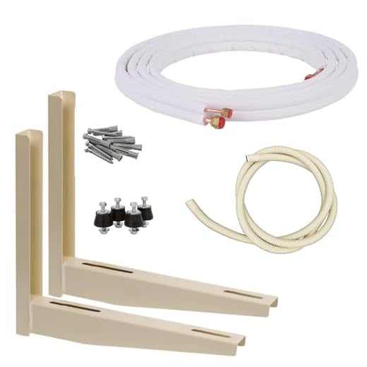 KIT INSTALACIÓN AIRE ACONDICIONADO COBRE 1/4" + 3/8" 3 METROS CON TUERCAS, ESCUADRAS, AMORTIGUADORES, TORNILLOS Y TUBO DESAGÜE