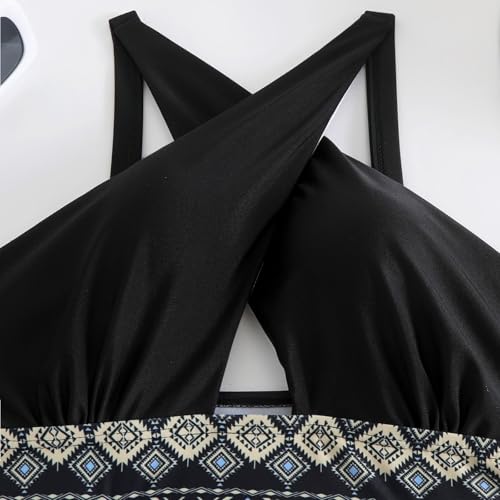 Ensemble bikini tankini taille haute deux pièces imprimé floral