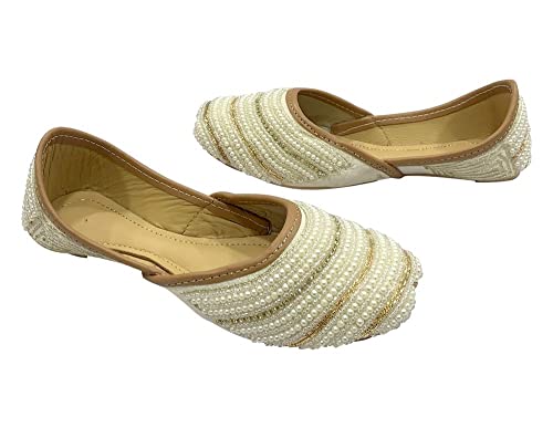Punjabi Jutti for Girls Mojaris Toddler/Little Kid/Big Kid Formal Beaded Ballerina Flat Slip on Juti Girls Dress Party Shoes3
