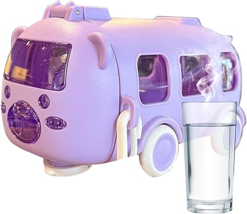 Image of ABS Bus Water Bottle For Kids With Strap, Sipper, & Straw|Leakproof, Bpa Free With Sipper and Lock, 500 Ml| Car Water Bottle For Kids|Cute Bus Shaped Water Bottle For Kids (PURPLE)