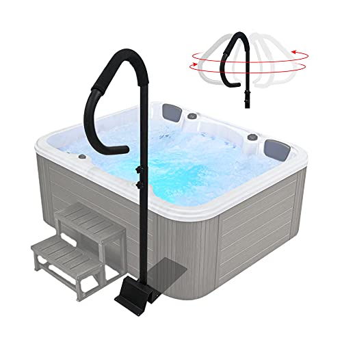 Aossa Hot Tub Handrail Slide Under Spa Hand Rail Side Grab Bar Hot Tub Hand Steps Railing Safety Accessories Gifts For Adults Outdoor Indoor Spa Hot Tub Railing To Get In And Out With Mount Base cover