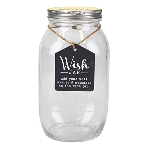TOP SHELF Everyday Wish Jar Kit with 100 Tickets, Pen, and Decorative Lid, Clear