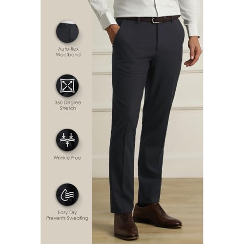 Image of Van Heusen Men Mid Rise Slim Fit Cotton Blend Workwear Trouser