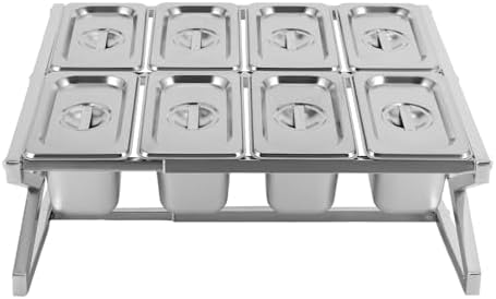 Adjustable 2-Tier Stainless Steel Spice Rack Organizer - 8 Pan Inclined Kitchen Shelf with Lids, Perfect for Kitchen Storage and Spice Organization