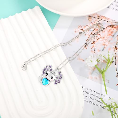 Axolotl Necklace for Girls Women, Cute Axolotl Crystal Pendant Necklace Blue Rhinestone Axolotl Necklace Charm Fashion Jewelry Gift for Graduation Birthday Party Christmas Thanksgiving Day3