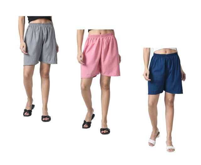 Women Crepe Solid Hotpant Shorts for Summer [Pack of 3]-picture-30
