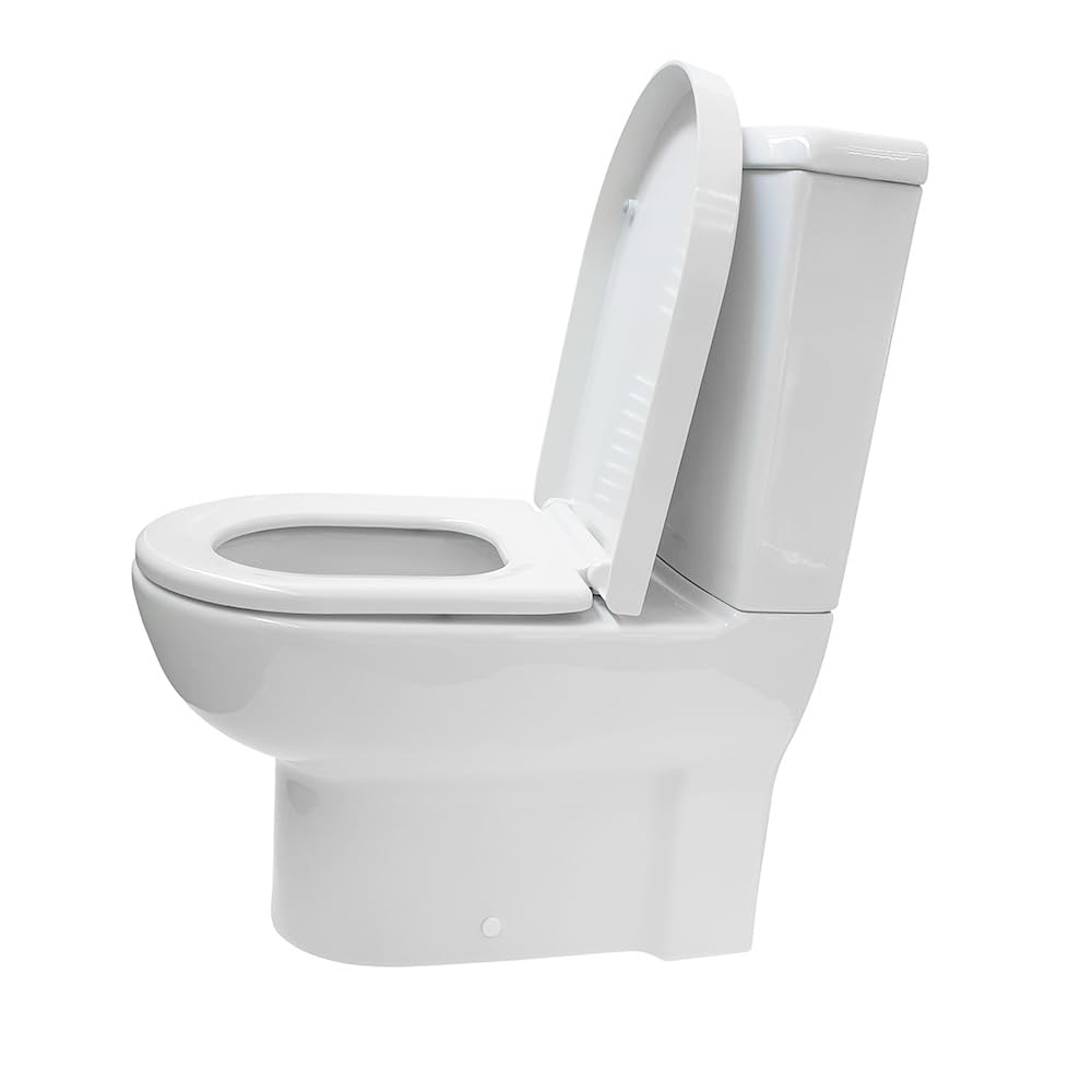 Belvit Juego completo con cisterna de inodoro, tapa de cierre suave, grifo mezclador integrado, salida de pared o suelo, lavado silencioso, color blanco