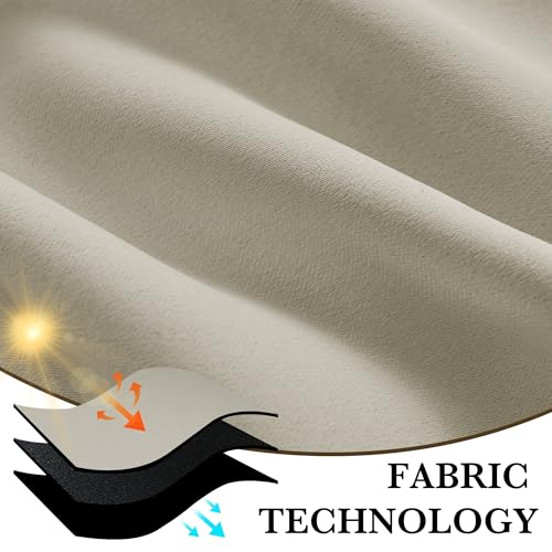 Image of RYB HOME 100% Blackout Basement Curtains 30 inches Long, Heat & UV Blocking Total Room Darkening Noise Reducing Back Tab Curtains for Bathroom RV Campers, Natural, 2 Panels Set
