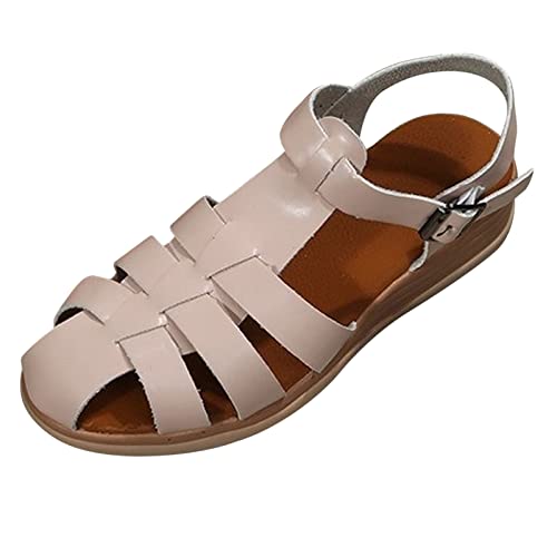 Sandales compensées femme confortables avec boucles unies et semelle élastique pour marcher