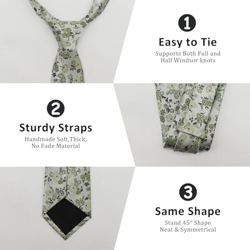 Image of Mantieqingway Floral Ties for Men, 3pcs /set Neck Tie Pocket Square Holder Set for Wedding Business Prom Party Usual