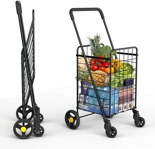 Our Modern Space Shopping Cart & 360° Swivel Wheels | Foldable Co...