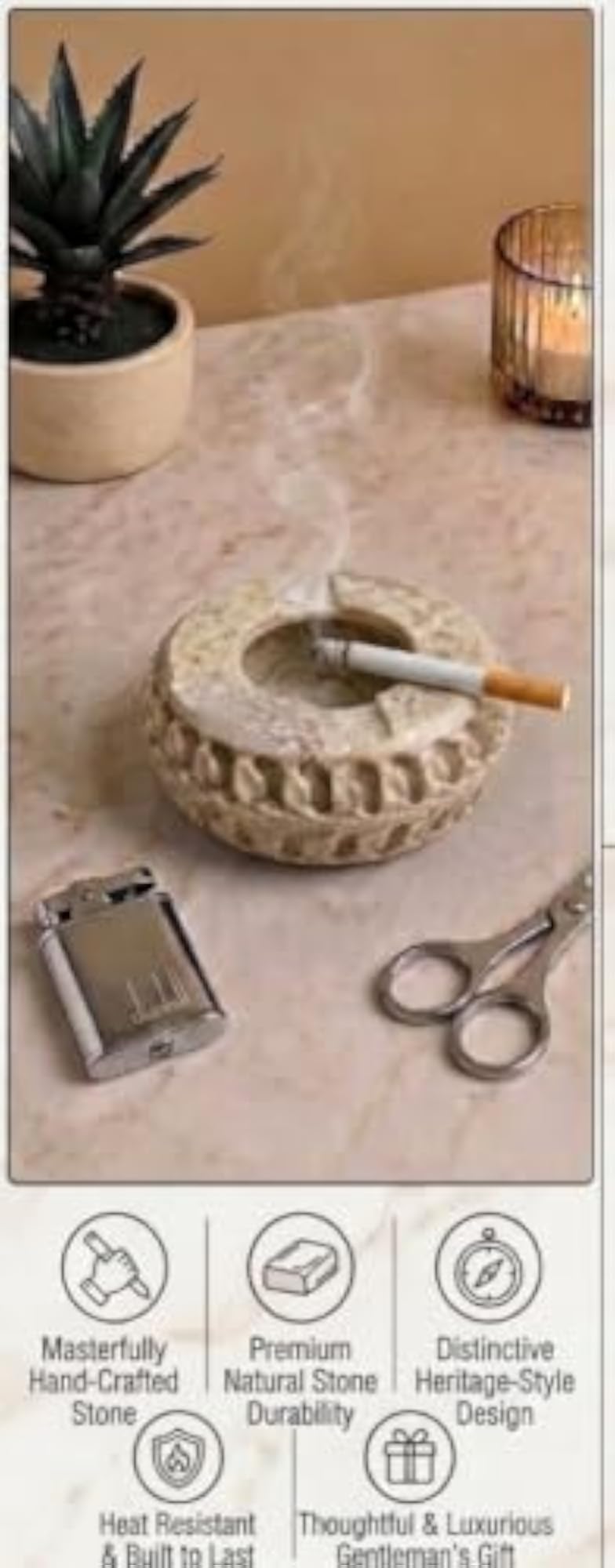 Natural Stone Soapstone Round Ashtray
