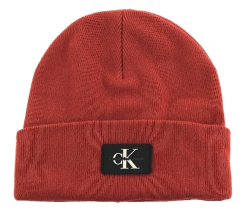 Bonnet CKJ Monologo Rubber Beanie Calvin Klein chaud et confortable couleur brique