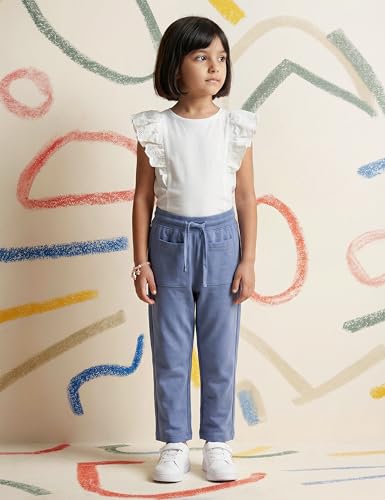 Image of Amazon Brand - Symbol Kids Girls Cotton Blend Straight Fit Track Pant