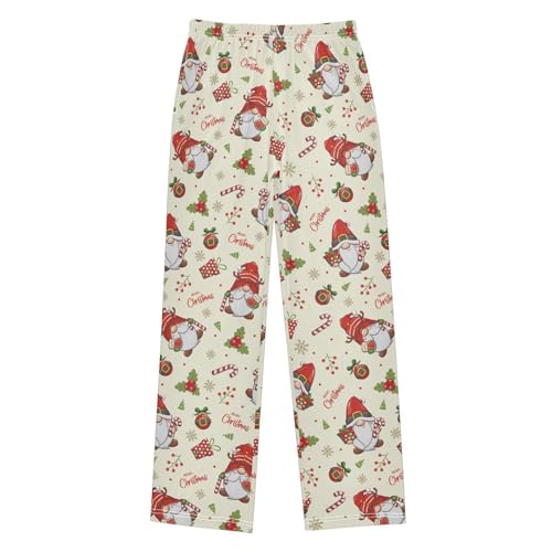 Merry Christmas Gnome Berry Boys Long Pants Soft Trousers Elastic Waist Kids Lounge Bottoms with Pockets S-XL