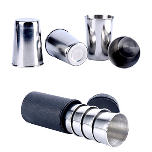 YaeKoo 4-Pack Wine Beer Whiskey hot coffee,milk tea Mugs Outdoor Travel Cup,Camping Stainless Steel Cup