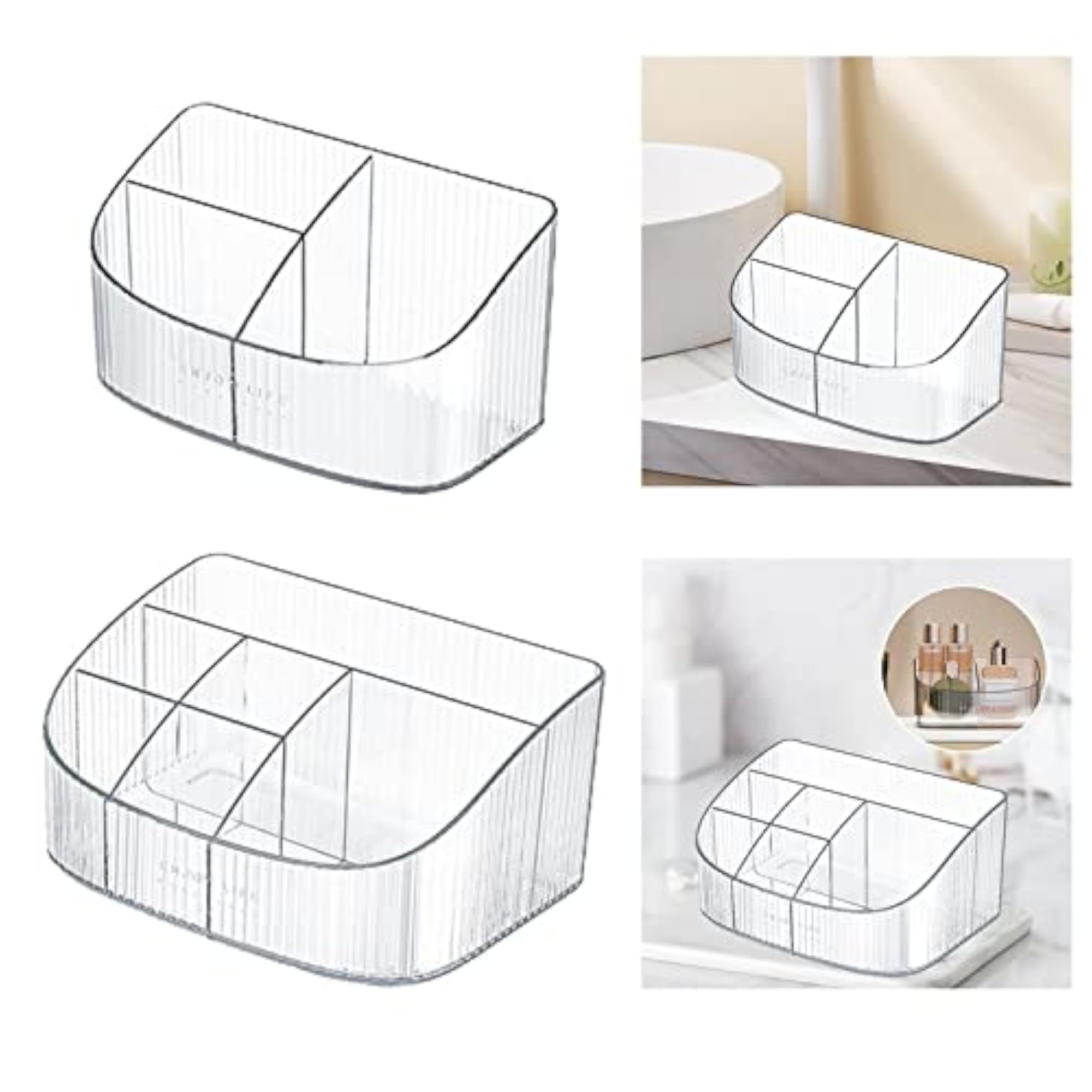2Pcs Makeup Brush Holder Bathroom Organizer Case for Desktop