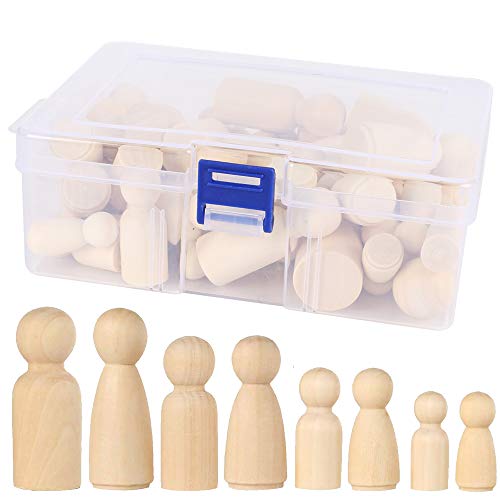 NAHUAA 50 Pezzi Bambole di Legno Mini Bambole Gente di Legno Decorazioni, Burattino Umanoide Te Creazioni Artistiche e Painted Artigianato Fai da Decorazioni, Colore di Legno