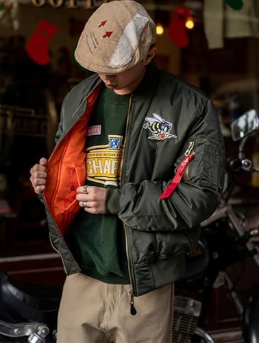 Amazon | [D.IIZOO] ワッペン 刺繍 中綿 フライトジャケット