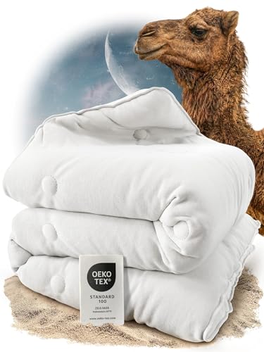 BEFA NATUR Kamelhaar Ganzjahreszeitendecke 135x200 cm – medium & temperaturausgleichend, 100% Kamelhaarfüllung, Bezug aus Baumwolle, Oeko-TEX...
