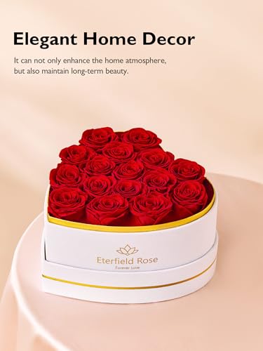 Eterfield 16 Forever Flowers in Heart Shape Box, Preserved Roses That Last a Year Preserved Flowers Birthday Gifts for Her Mom Women Wife Anniversary Valentines Day Mothers Day Christmas, Red - Image 6