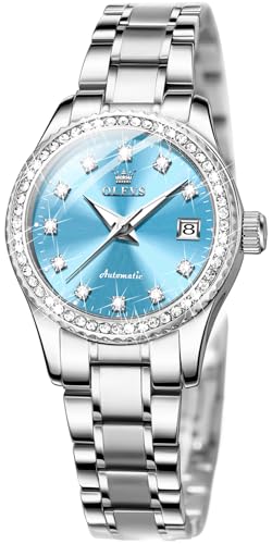 Image of OLEVS Womens Automatic Watch Gold Luxury Diamond Self Winding Ladies Wrist Watches Waterproof Luminous Date