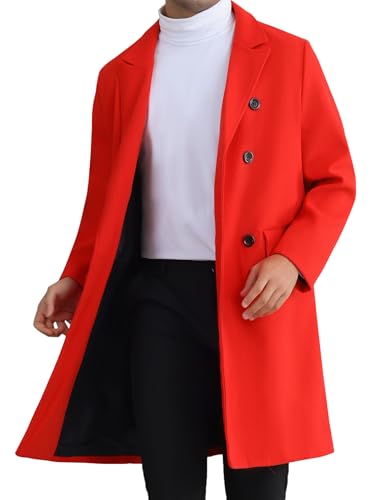 Image of Lars Amadeus Red Overcoat for Men