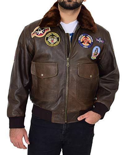 Veste pilote homme marron cuir vintage authentique style bombardier hawk au caractère affirmé