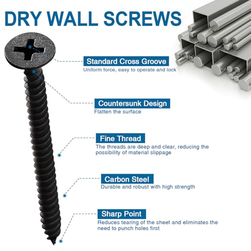 VooGenzek 180 PCS M3.5 Coarse Thread Point Drywall Screws Kit, Phillips Countersunk Drywall Screws, Plasterboard Wood Screw - Image 3