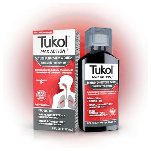 TUKOL Max Action Severe Cough Suppressant and Nasal Decongestant Multi-Symptom Cold Relief Syrup - Maximum Strength, Fast Acting Formula, 6 Fl Oz