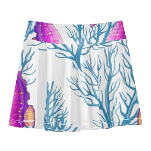 Athletic Shorts Girls Skorts Purple Seahorses Blue Coral Toddlers Tennis Skirts Purple Flowy Skirt 3t2