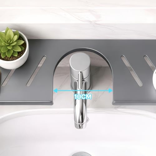 Image of MIORAH 2feet Bath Shelves for Wash Basin | Bathroom Organiser Without Drill | Suction Bathroom Accessories & Stand Grey