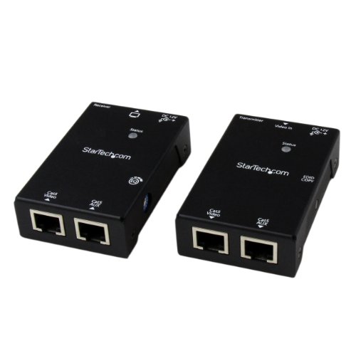StarTech.com HDMI Over CAT5/CAT6 Extender with Power Over Cable - 165 ft (50m) HDMI Video/Audio Over Dual Ethernet Cable Extender (ST121SHD50),Black