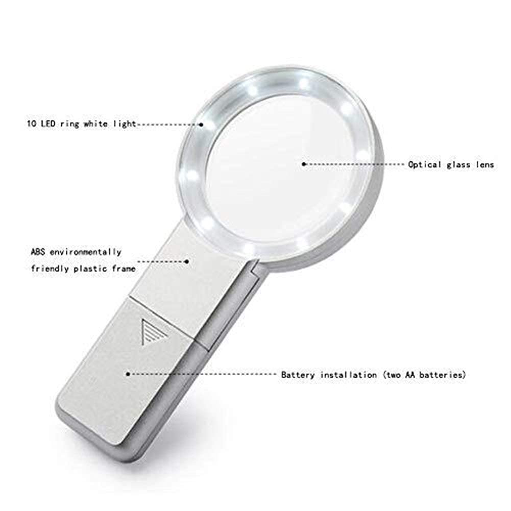 Loupes, grossissement 10X, lentille en Verre Optique, 10 lumières LED, Microscope Cadeau de grossissement de Lecture, Les lentilles optiques protègent la Vision sans Blesser Les Yeux charitable
