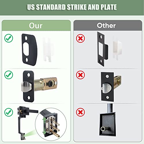 Front Door Handle, Black Front Door Handle Single Cylinder Handleset With Door Lever Handle And Deadbolt Heavy Duty Square Adjustable Front Door Lock Set, Entrance Handle Set With Lock, Matte Black #TOP3