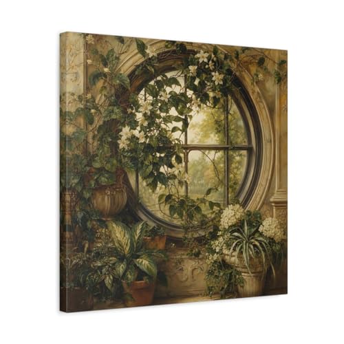 Toile canvas green and gold vintage : ambiance nature salon