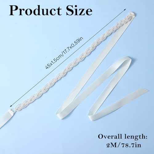 Handcrafted Bridal Pearl Wedding Waist Belt for Women, Shiny Pearl Belts Adjustable Glitter Ribbon Belt for Jeans Dress4